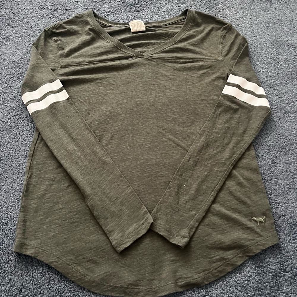 Victoria's Secret Pink Long Sleeve Olive Top